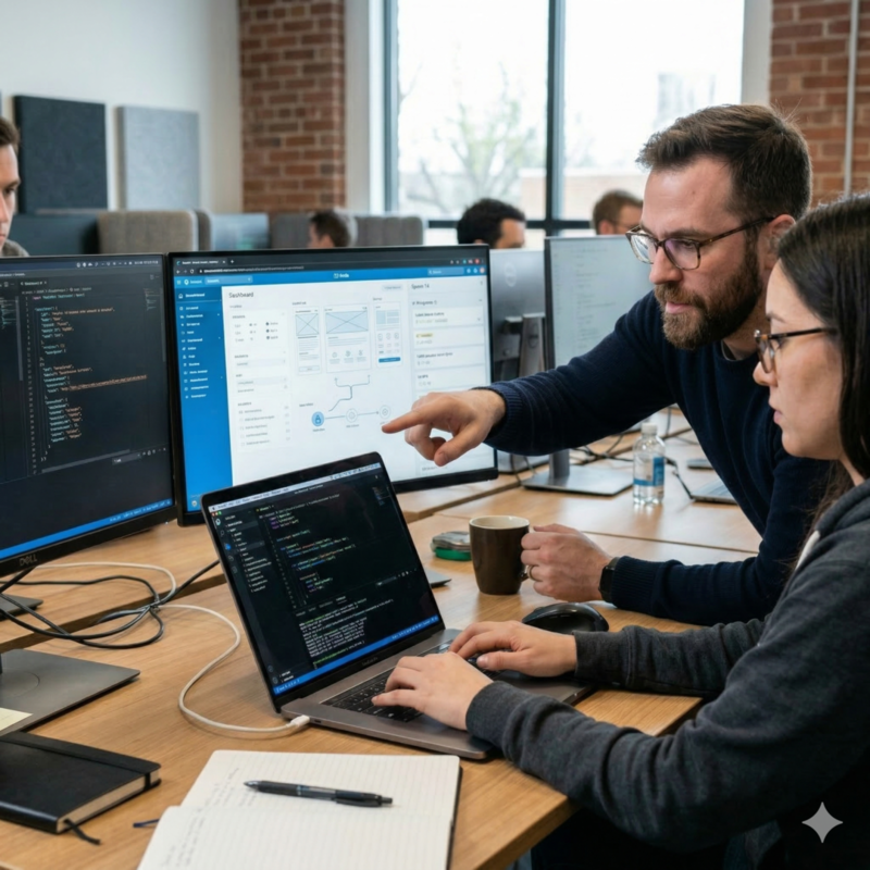 Team bei der Umsetzung eines digitalen Projekts